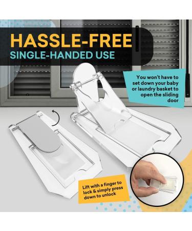 Sliding Door Lock Child Safety - Closets  Windows  Patio  Glass Doors - Double Sided Tape  Easy Install No Drill Required  4 Pack  Clear - Buy Online on GoSupps.com