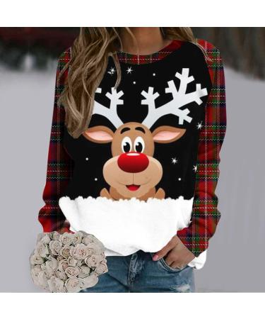 Women's Christmas Snowman & Penguin Print Sweatshirt - Black XXL - Buy Online on GoSupps.com