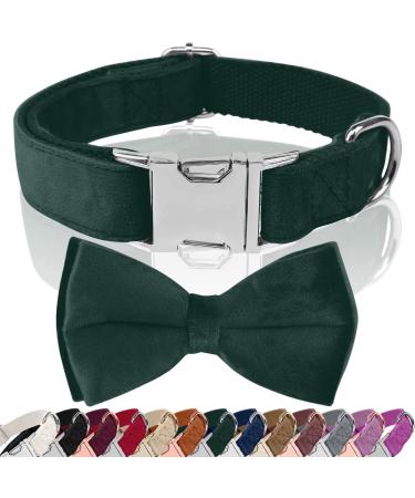 Asvin dog collar velvety with removable dog fly soft and comfortable dog collar multi -color velvety dog collar for weddings birthdays parties etc. XL green