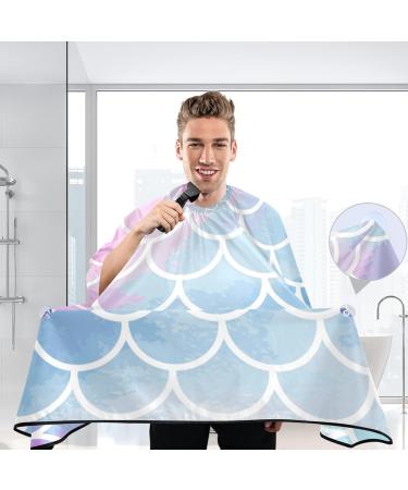Waterproof Barber Cape - Pink Blue Mermaid Scales & Cheetah Haircut Bib | Unisex Hair Cutting Cape for Men & Women - Buy Online on GoSupps.com