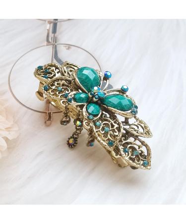 Vintage French Rhinestone Flower Butterfly Hair Clips for Women & Teens - Blue Hair Claws & Accessories - Buy Online on GoSupps.com