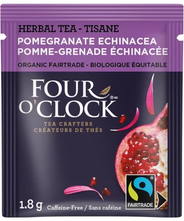 Four O'Clock Pomegranate Echinacea Herbal Tea Organic Fairtrade Non-Gmo Kosher Gluten-Free 6 Packs (96 teabags) - Buy Online on GoSupps.com