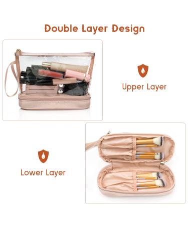 Rose Gold Clear Makeup Organizer Bag | Portable Travel Cosmetic Pouch for Women | Small Clear Makeup Bag for Purse and Pencils - Buy Online on GoSupps.com
