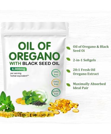 Oil of Oregano Softgels 6000mg with Black Seed Oil 200mg - 180 Capsules | Immune Support & Natural Antioxidant Supplement - Buy Online on GoSupps.com