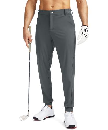 Soothfeel men's golf jogging pants with 5 pockets narrow fit stretch jogging pants running travel working pants for men L 02-ink gray