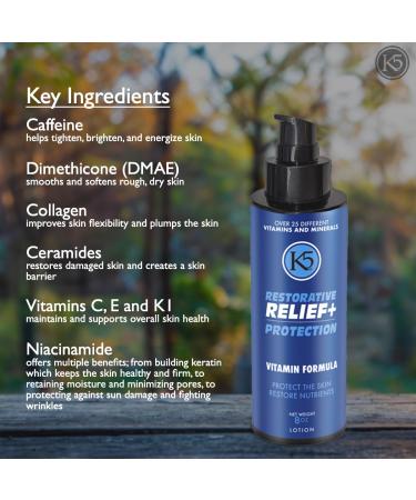 K5 Restorative Relief+ Protection - Age-Defying Moisturizing Cream with Vitamins Collagen & Niacinamide - 3oz Made in USA for Youthful Skin - Buy Online on GoSupps.com
