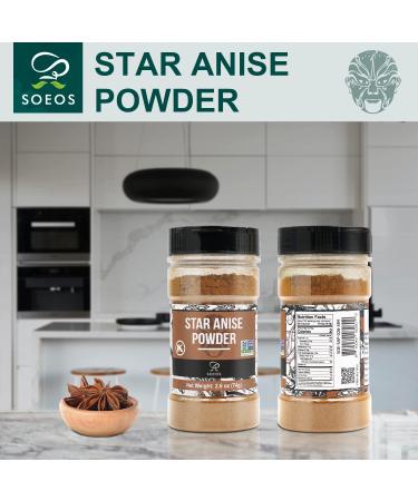 Soeos Chinese Star Anise Powder 2.6 oz (74g) - Ground Dried Anise Star Spice for Baking and Tea - Non-GMO - Bulk Anis Estrella - Buy Online on GoSupps.com