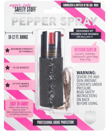 Pepper Spray Maximum Strength Keychain for Women, 12-Foot Spray Range & UV Dye - Glitter Black 1 - Buy Online on GoSupps.com