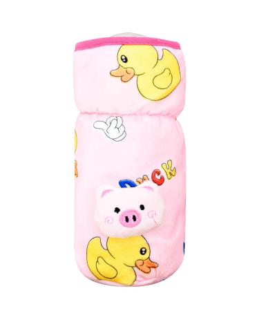Soft Plush Stretchable Baby Feeding Bottle Cover Pack of 3 | Cute Animated Overall Print | Easy to Hold Strap | Multicolor Wide Neck 240-330ml/8-11oz - Buy Online on GoSupps.com