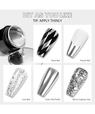 Makartt Nail Rhinestone Glue Gel Chrome Gel Nail Polish Kit Super Strong Gel Nail Glue with Silver Metallic Painting Gel for Nail Decorations 3D Nail Manicure Silver-8ml Mirror Gel+30g Nail Rhinestone Glue - Buy Online on GoSupps.com