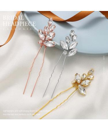 Easedaily Crystal Bride Wedding Hair Pins - Silver Rhinestone Bridal Hair Pieces (Pack of 3) - Buy Online on GoSupps.com