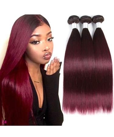 Ombre treat human hair Tissage Rouge Burgundy straight stripes remy brazilian straight hair shot knitted 3 bundle 300g high quality real hair 20 22 24 inch 1b99j Straights