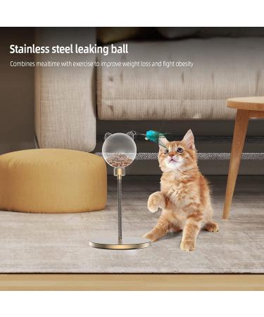Tomxcute Interactive Cat Toy with Feather: Slow Feeder Treat Dispenser for Hunting, Chasing, and Exercising - Gold - Buy Online on GoSupps.com