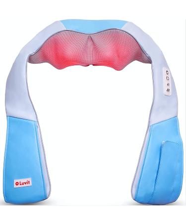 Flash Sale: Save 50% on Shiatsu Neck & Shoulder Massager with Heat - Deep Tissue 3D Kneading for Full Body Relaxation - Includes Car Adapter in Blue - Buy Online on GoSupps.com