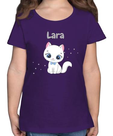 Gift with name personalized by Shirtracer - T-Shirt Girls - Cute Cat Cats Cat Motif Cat Cats 11 Purple 116