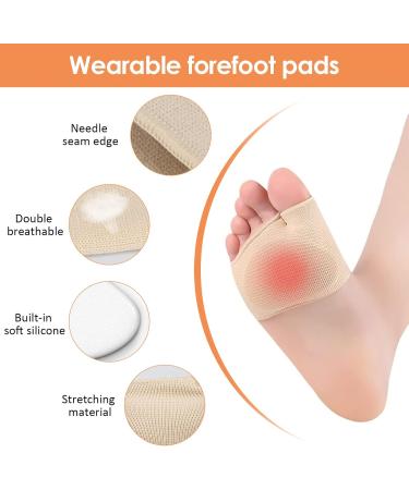 2 Pair Soft Gel Metatarsal Pads for Ball of Foot Pain Relief - Ideal for Mortons Neuroma, Metatarsalgia, Calluses, Blisters - Men and Women - Beige - Buy Online on GoSupps.com