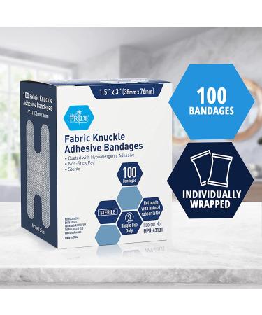 Medpride Sterile Fabric Knuckle Adhesive Bandages [100 Count] - Hypoallergenic & Latex-Free - Buy Online on GoSupps.com