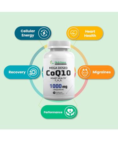 Nutriissa CoQ10 1000mg - High Dose for Cellular Energy Heart Health Recovery & Migraine Relief | Shop Internationally - Buy Online on GoSupps.com