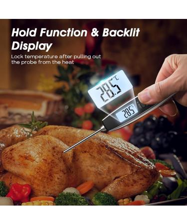 Doqaus Digital Meat Thermometer - Instant Read Grill & BBQ Thermometer for Cooking Roasting & Kitchen - Accurate & Fast 3s Readout - Silver - Buy Online on GoSupps.com