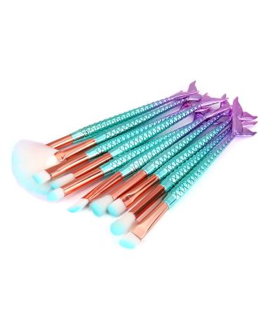 Premium 11-Piece Mermaid Makeup Brush Set for Women | Professional Face & Eyeshadow Brushes - Free Shipping Worldwide - Buy Online on GoSupps.com