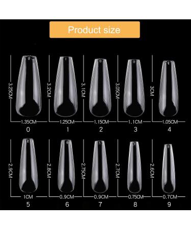 500 Pieces Ballerina Full Cover Clear Artificial Nails - Premium False Nails for Acrylic & Polygel Extensions - Buy Online on GoSupps.com