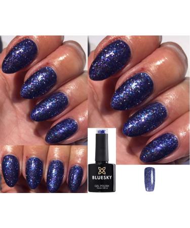 Bluesky Nail Gel Polish BLUE GLITTER + PURPLE GLITTER + SILVER GLITTER 80636 Starry Saphire Blue Starstruck UV LED Soak Off 10ml