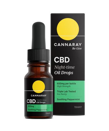 Cannaray CBD Oil Drops for Night-Time 600mg Soothing Peppermint | Strong High Strength 6% CBD with Added Hemp Oil | Vegan THC-Free & GMO-Free (10ml) 10 ml (Pack of 1) Single