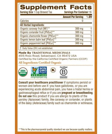 Organic Gas Relief Tea | Traditional Medicinals | Caffeine-Free | 16 Wrapped Bags - Buy Online on GoSupps.com