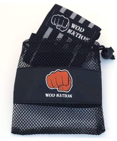 WOD Nation Wrist Wraps for Men & Women - Set of 2 Weightlifting Wraps for Crossfit & Cross Training - 12 Inch - Includes Carrying Bag - Black & Grey - Buy Online on GoSupps.com