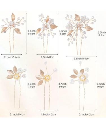 ANCIRS 9 Pack Gold Pearl Bridal Wedding Hair Pins - Leaf Style Rhinestone Flower Accessories for Women & Girls Wedding Hairstyles - Buy Online on GoSupps.com
