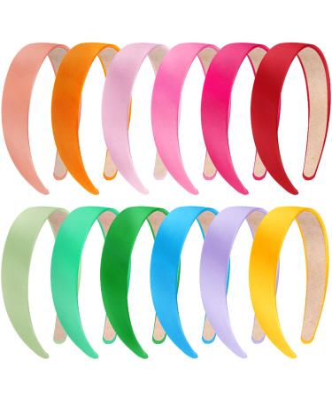 SIQUK 12 pieces satin hair tires headbands satin hair ripe slide -resistant frontal ligaments colorful headband for women and girls 12 colors candy color - Buy Online on GoSupps.com