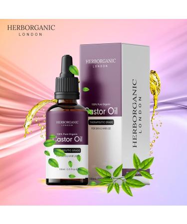 Herborganic - Castor Oil - 100ml - Therapeutic Grade -Aromatherapy Oil - Hydrates and Nourishes Skin - Boosts Hair Growth - Perfect For Eyelashes and Eyebrows - Buy Online on GoSupps.com