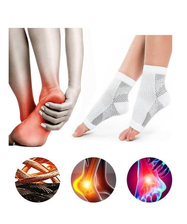 AWAVM 5 Pairs Neuropathy Socks Plantar Fasciitis Socks Neurosocks Compression Socks for Women & Men Ankle Support Brace for Sprained Ankle Breathable Anti-Slip Soothe Socks for Pain Relief (L) (L) L White - Buy Online on GoSupps.com