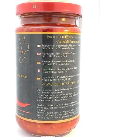 Calabrese De Luca Chili Cream Glass Jar 180g 100% Italian Made In Calabria - Buy Online on GoSupps.com