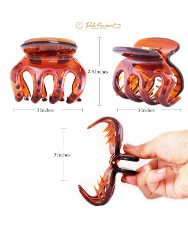 RC Roche Ornament 6 Pcs Womens Large Brown Jumbo Pumpkin Hair Clips - Strong Hold Interlocking Teeth Clutcher Clamp - Beauty Fashion Accessory - Buy Online on GoSupps.com