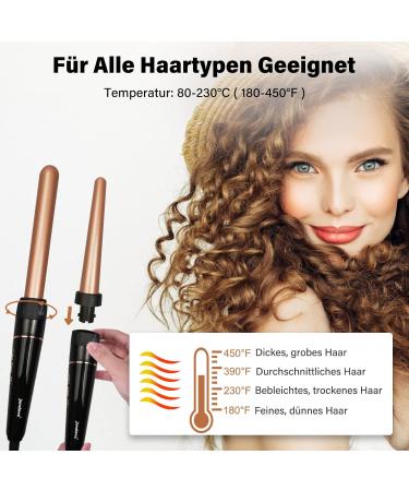 Janelove 3 Barrel Hair Curler Set - LCD Display, 19mm to 25mm, 180-450 F Temp Adjustment (Gold) - Buy Online on GoSupps.com