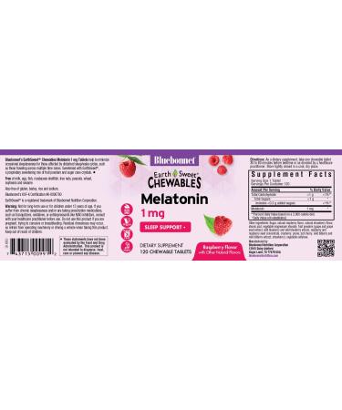 Bluebonnet Nutrition EarthSweet Melatonin 1 mg Fast-Acting Quick Dissolve Nighttime Relaxation & Restful Sleep Support - Sleep Aid - Gluten-Free Vegan - Raspberry Flavor - 120 Chewable Tablets - Buy Online on GoSupps.com