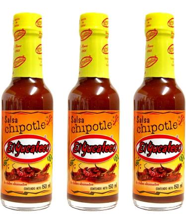 El Yucateco Chipotle Sauce 150ml (Pack 3) / Mexican Chipotle Hot Sauce Chipotle Chilli Pepper Spicy Salsa Dip for Tacos Nachos Meat Marinade - Buy Online on GoSupps.com