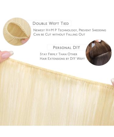 40cm 80g Platinum Blonde Remy Hair Weft Extensions | High-Quality Real Hair for Sewing | International Shipping - Buy Online on GoSupps.com