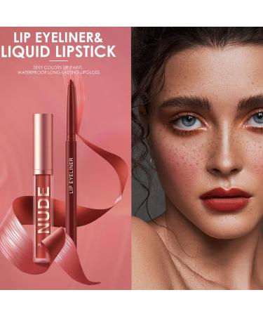 Nude Lip Liner and Lipstick Set - Waterproof, Long Lasting Lip Stain - Highly Pigmented Lip Makeup Kit for Daily & Holiday Looks (05) - Buy Online on GoSupps.com