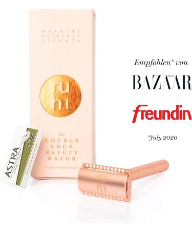 Ruhi Premium Designer Razor for Women - Ros Gold Brass Sustainable & Plastic-Free | Includes 5 Astra Blades | Zero Waste Safety Razor - Buy Online on GoSupps.com