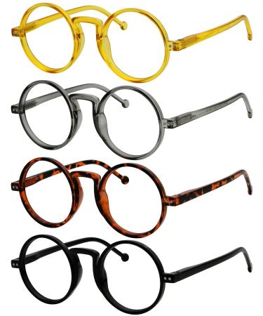 Eyekepper 4-Pack Oversized Round Reading Glasses for Men Women Vintage Reading Aid with Spring Hinges +2.50 4 Pieces Mix 2.5 x - Buy Online on GoSupps.com