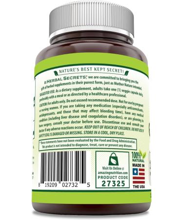 Herbal Secrets Ginkgo Biloba Double Strength Supplement | 120 Mg | 120 Veggie Capsules | Non-GMO | Gluten-Free | Made in USA - Buy Online on GoSupps.com