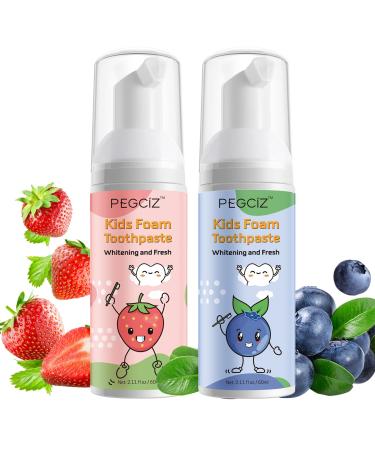 Foam Toothpaste Kids Foaming Toothpaste Kids for U Shaped Toothbrush Natural Formula Toothpaste Deeply Cleaning Gums Kids Oral Care Toothpaste  (Strawberry &Blueberry)
