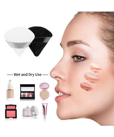Molain 2Pcs Triangle Makeup Puff Set - Soft Reusable Cosmetic Sponges for Loose Powder & Foundation - Black & White - Buy Online on GoSupps.com