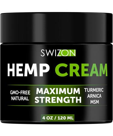 SWIZON Natural Hemp Cream for Muscles Joints Neck Back Elbows - Hemp Oil Muscle Relaxer Cream to Soothe Discomfort - Hemp Oil Extract Gel with Arnica Msm Turmeric Menthol Rub - 4 oz 4 Ounce (Pack of 1) - Buy Online on GoSupps.com