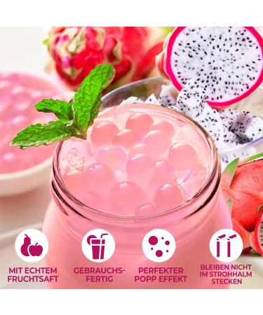 Bubble Tea Perles de Dragonfruit 490 GRAMMES Bob Perles de Dragonfruit Boba perles de fruits vegan sans gluten et plus de contenu - Buy Online on GoSupps.com