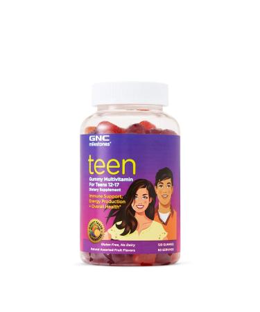 GNC Milestones Teen Gummy Multivitamin for Teens 12-17 - Assorted Fruit 120 Gummies Supports Energy Production and Immunity