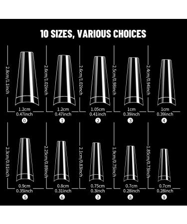 Nail Tips for Gel Nails - Venares 500 Half Cover Tips Set with Glue File Buffer Brush & Coffin Designs - Buy Online on GoSupps.com