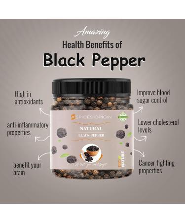 Spices Origin Whole Black Pepper | Thellissery Sabut Kali Mirch| Peppercorn | 250g | Finest Hand Picked Quality_Packing May Vary - Buy Online on GoSupps.com